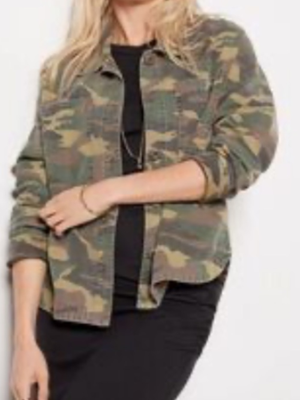 Sundry Women’s  Camouflage Button-Front  Jacket - Green/Brown Relaxed Sz 2 or M